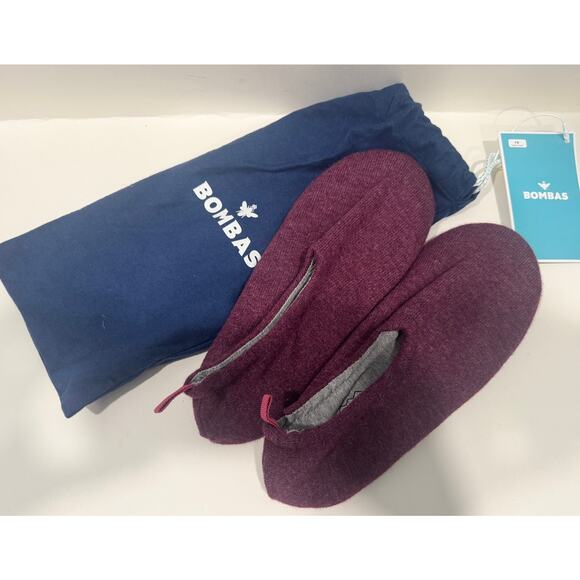 Bombas Shoes - NWT BOMBAS Burgundy Wool Cashmere Ballerina Gripper Slipper Tech Size 7-8